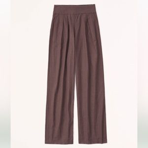 Abercrombie & Fitch linen ultra wide leg pants in brown